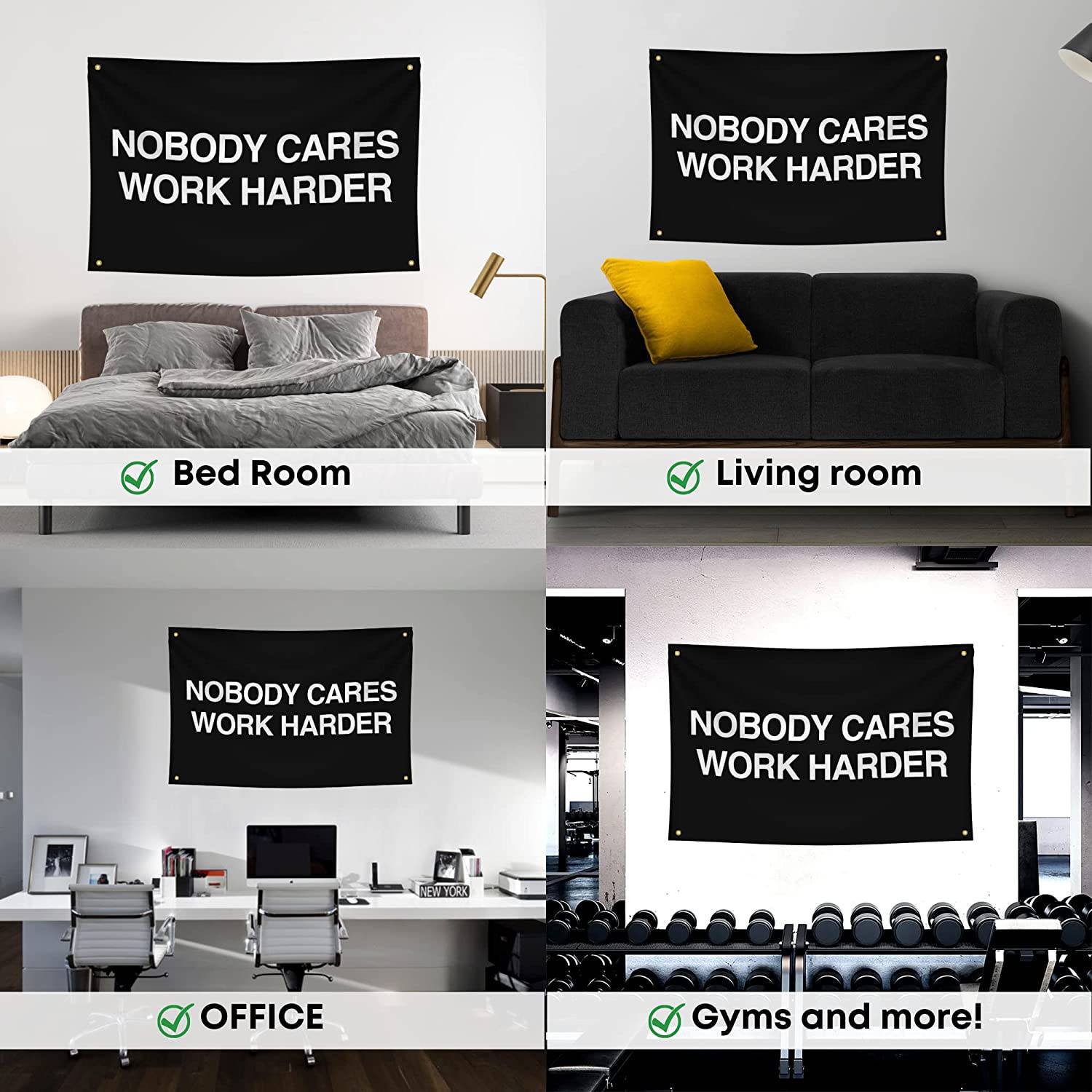 crossfit gym flags powerlifting gym banners nobody cares work harder flag