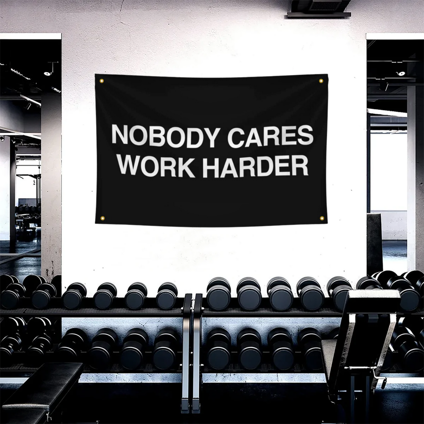 Nobody cares work harder flag home gym ideas Gym Flags fit home gym 