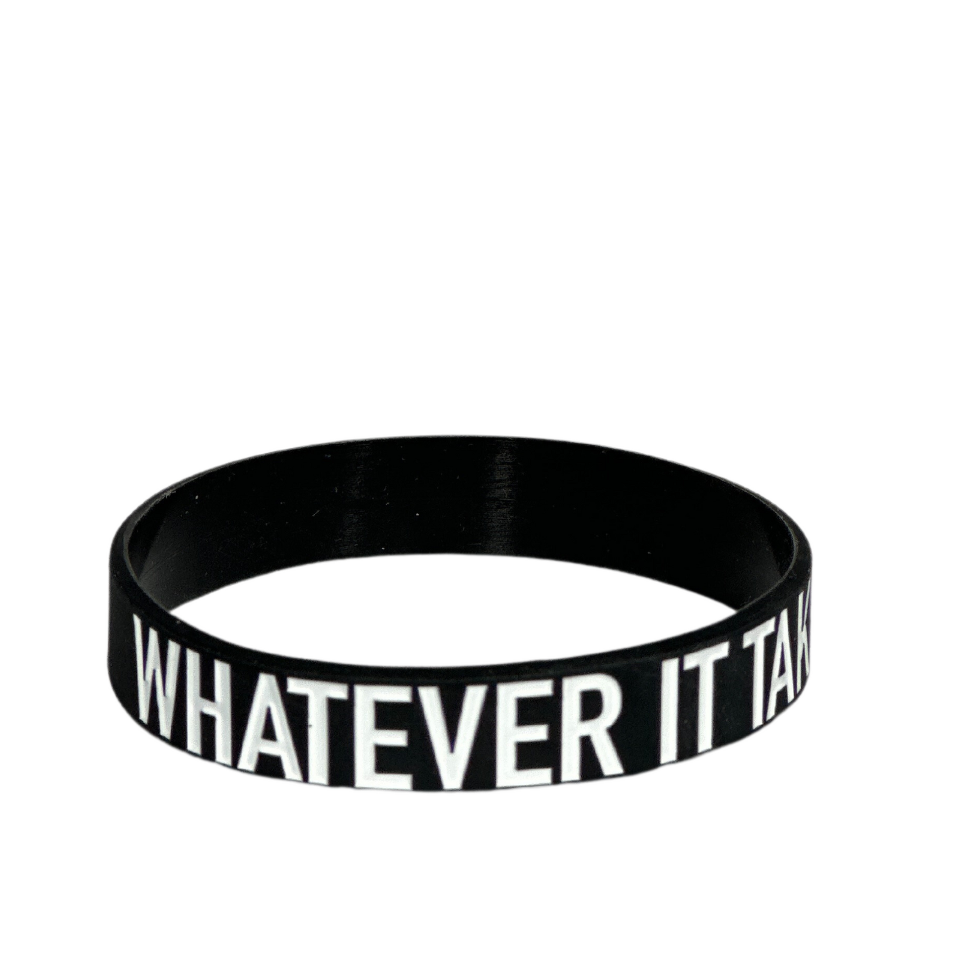 "Motivational silicone bracelet with 'Whatever It Takes' engraving