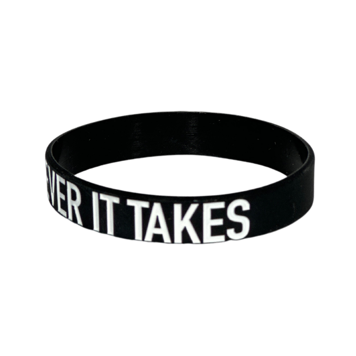 Stylish 'Whatever It Takes' silicone wristband for motivation.