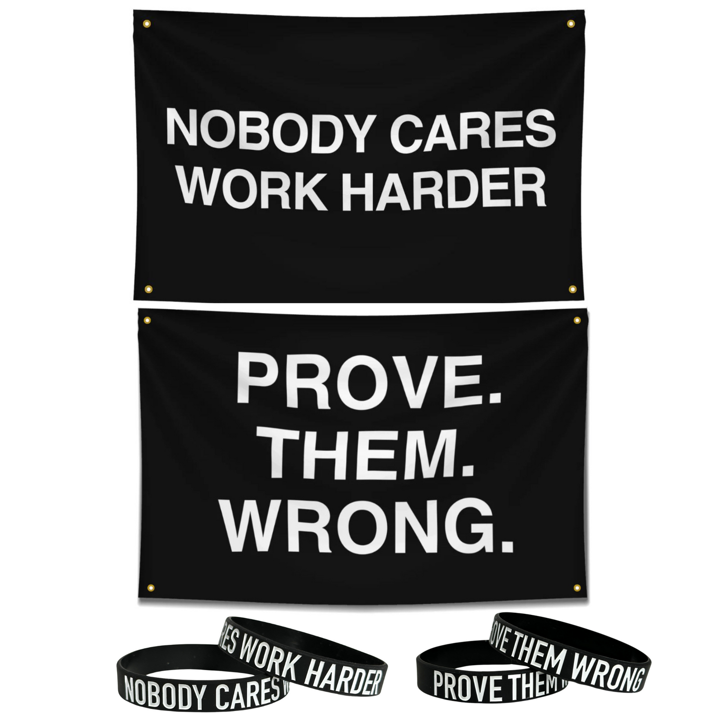 Motivational Flag and Bracelet Quote Set